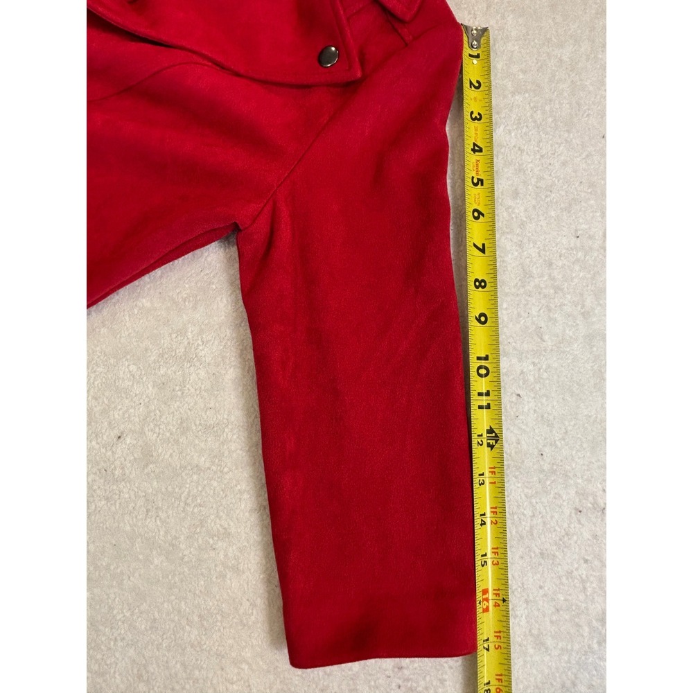 NYCC New York Clothing Co Red Faux Suede Open Front Jacket 3/4 Sleeve Medium - Picture 5 of 5